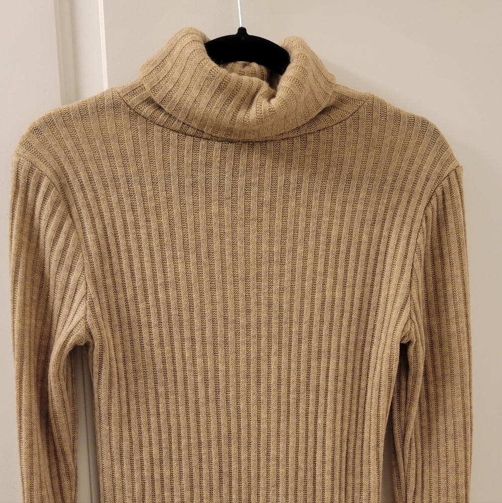 Tobi Rib Knit Dress w/ Thigh Slit (Beige)